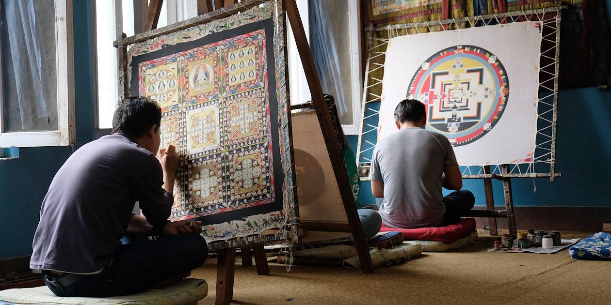 Atelier de peinture à Bodnath - Région de Katmandou - Népal