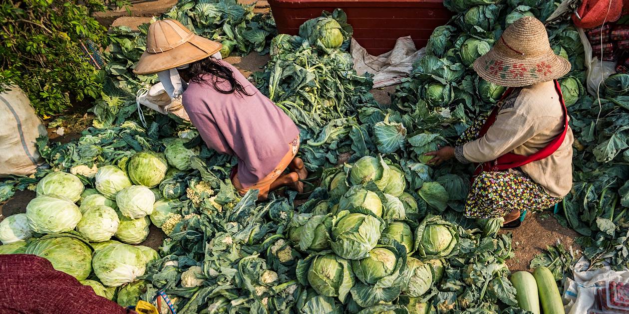 Marché aux légumes à Pindaya - Birmanie