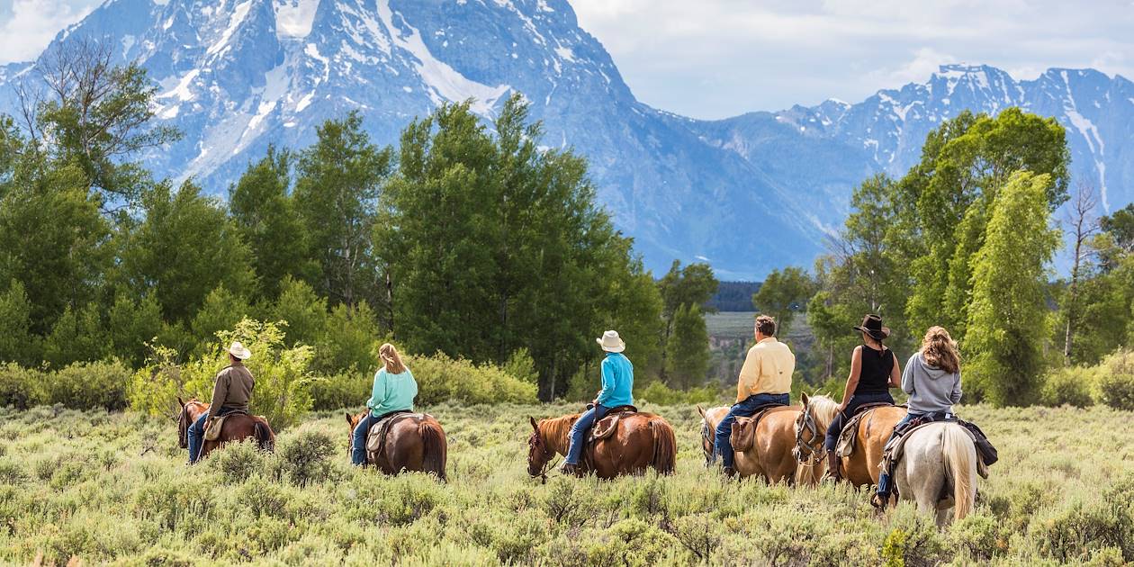 Balade à cheval dans le Grand Teton National Park - Wyoming - Etats Unis