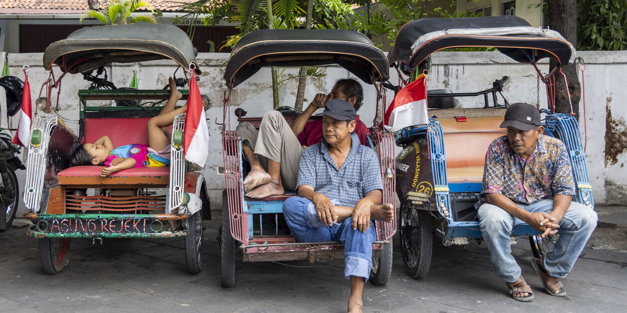 Becak, cyclo-pousse local - Yogyakarta - Île de Java - Indonésie