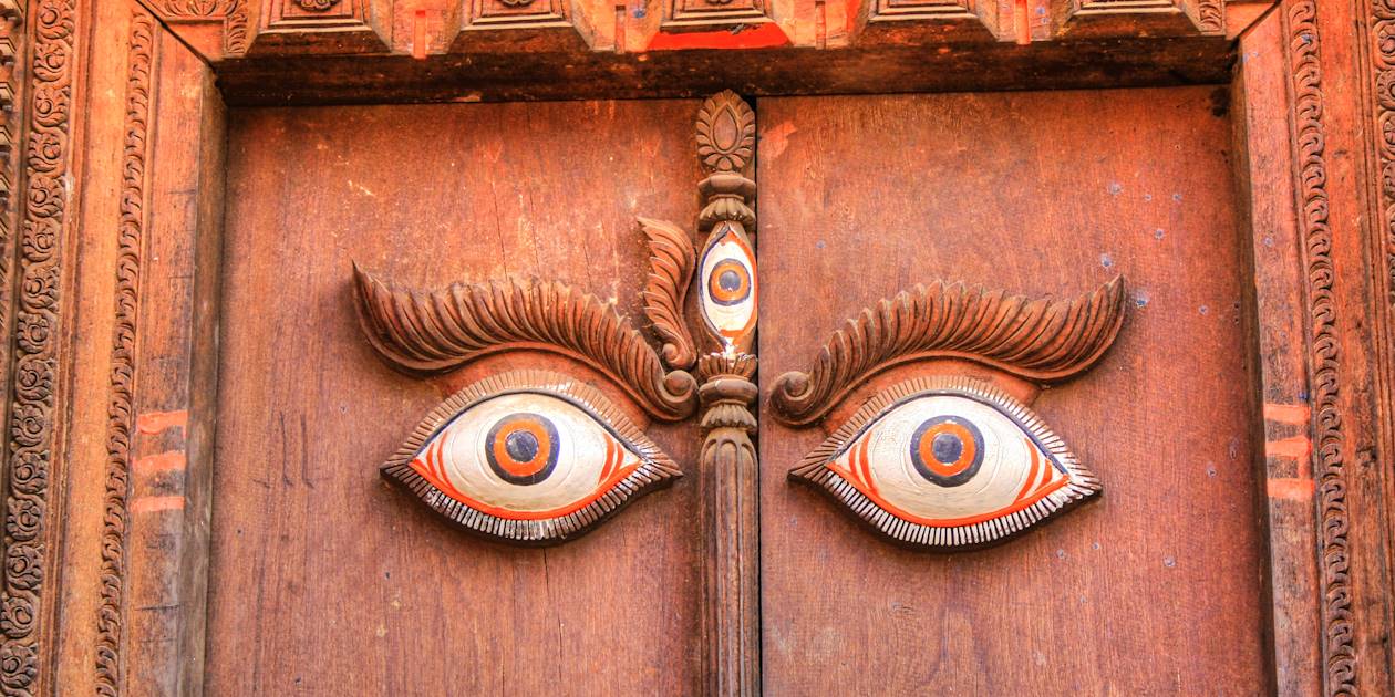 Détail d'un temple : les yeux de Bouddha - Népal