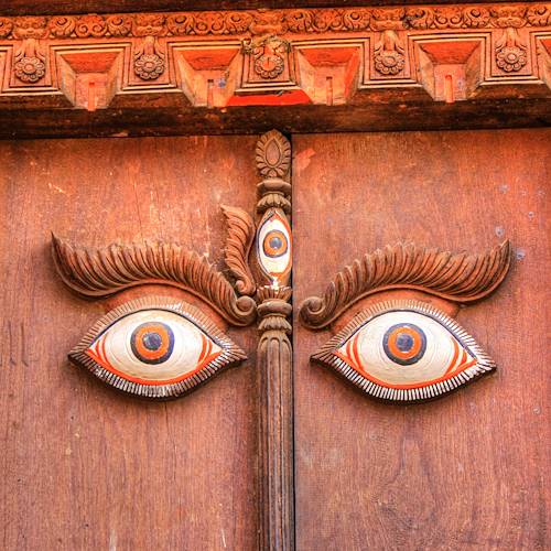 Détail d'un temple : les yeux de Bouddha - Népal