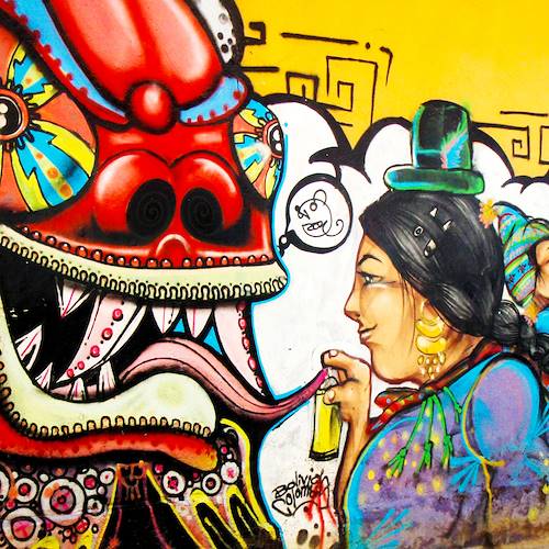 Street art dans une rue de La Paz - Bolivie