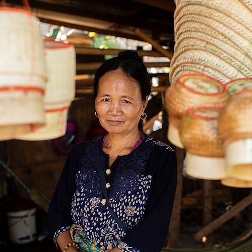 Femme exerçant de l'artisanat - Plateau des Boloven - Laos