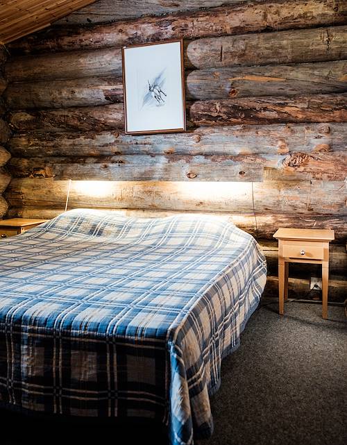 Hotel Iso Syote : intérieur d'un chalet en rondins - Syote - Laponie - Finlande