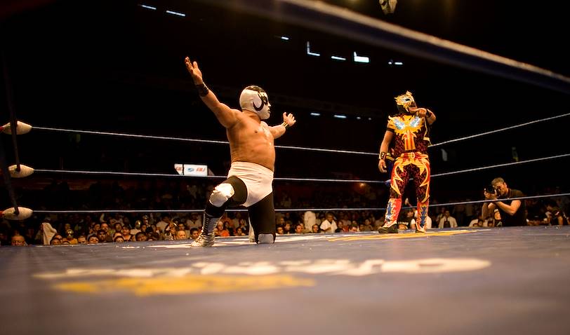 Performance de Lucha Libre, catch mexicain, à l'Arena Mexico - Mexico - Mexique