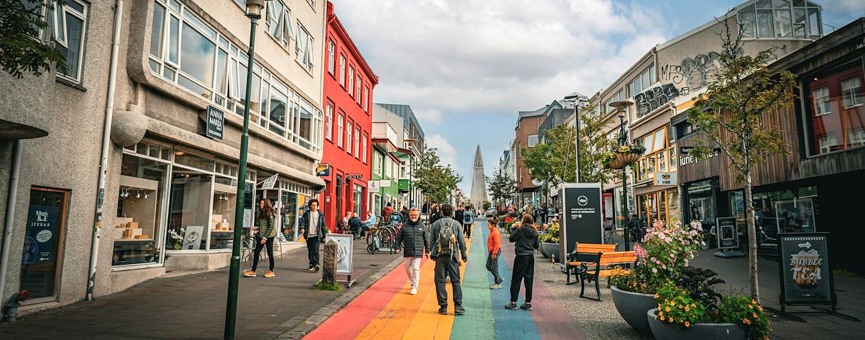 Rue piétonne à Reykjavik - Islande