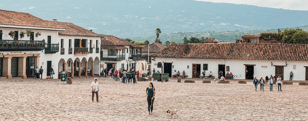 Scène de vie sur la place principale - Villa de Leyva - Colombie
