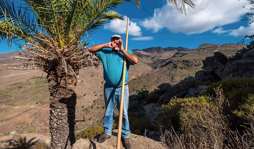 Démonstration de silbo, langage sifflé, à la Gomera - Îles Canaries - Espagne