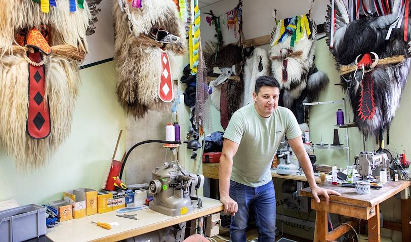 Atelier des masques Kurenti : rencontre avec Primoz, artisan fabriquant ces masques - Ptuj - Slovénie