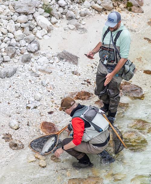 Pêcheurs dans la vallée de Soca - Parc national du Triglav - Bovec - Slovénie