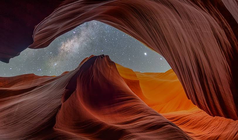 Observation des étoiles dans le canyon Ligai Si Anii - Arizona - Etats-Unis