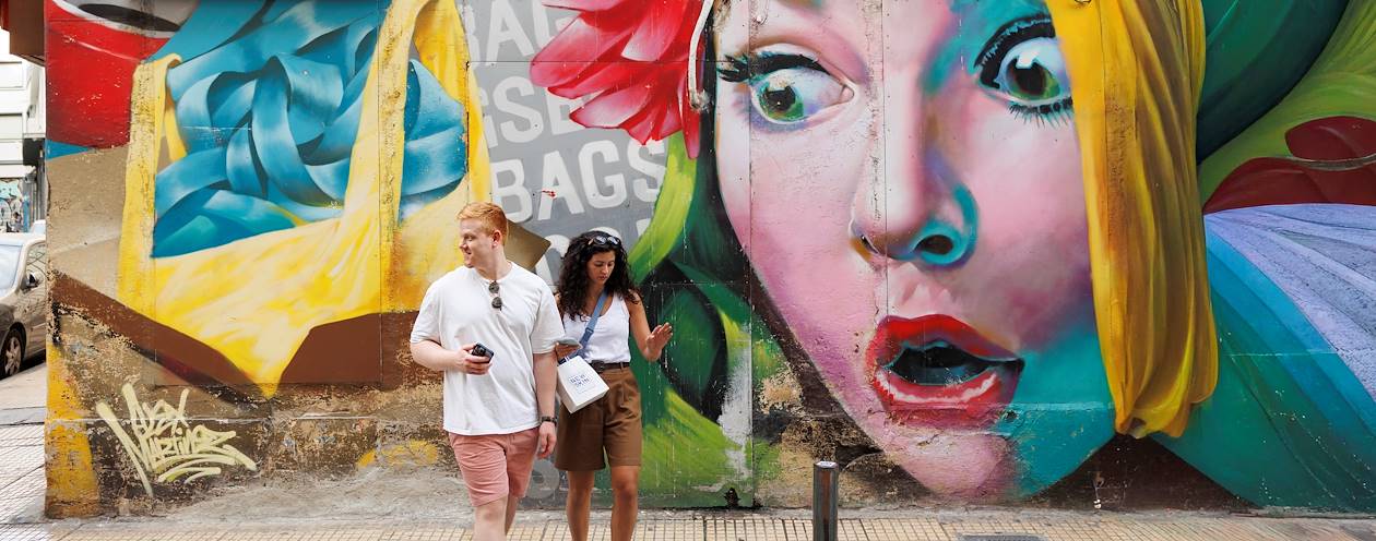 Street art à Psyri, le quartier historique d'Athènes - Grèce