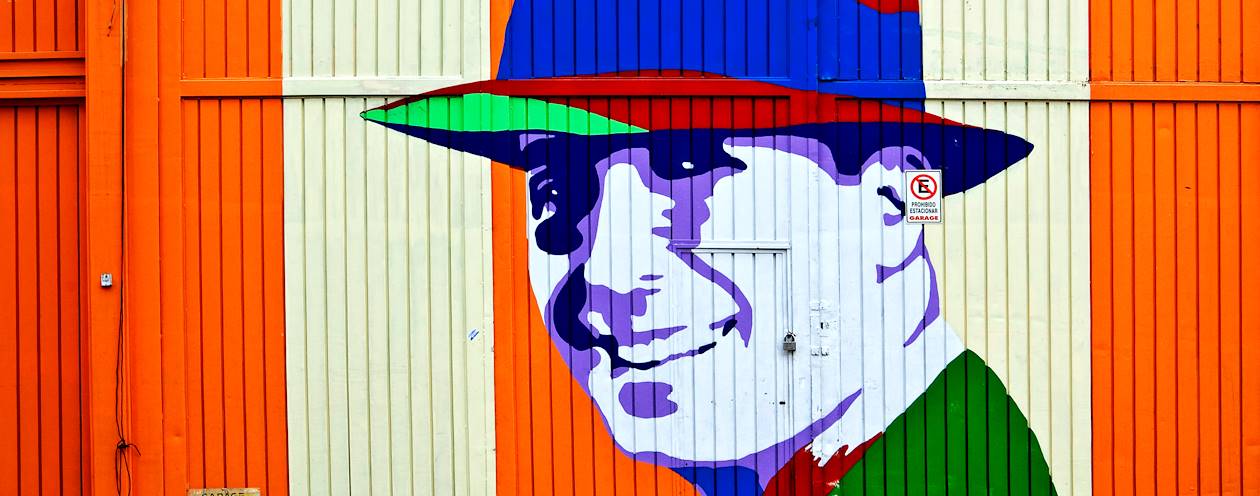 Street art à Buenos Aires : portrait de Carlos Gardel - Argentine