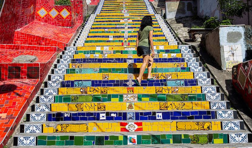 L'Escalier Selaron, dans le quartier de Santa Teresa - Rio de Janeiro - Brésil