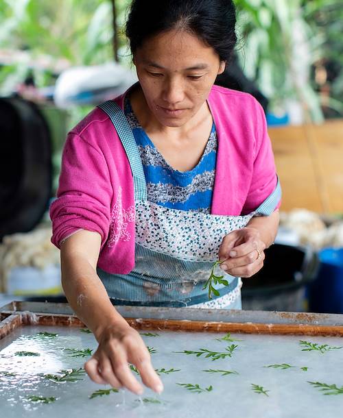 Travail artisanal du papier dans le village Ban Xieng Lek - Laos