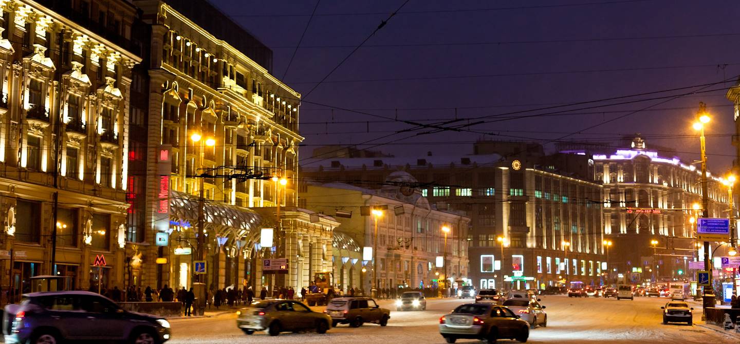 Rue Tverskaya une nuit d'hiver - Moscou - Russie