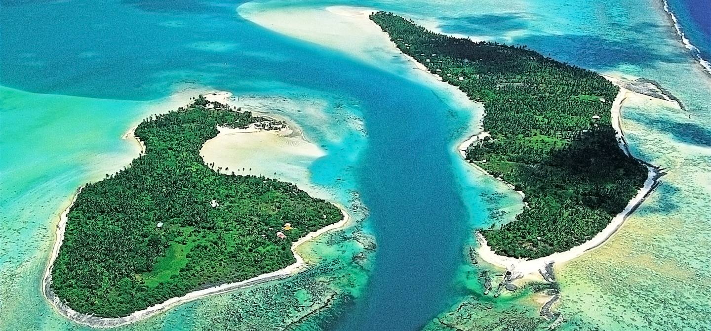 Vue aérienne la passe d'Onoiou - Maupiti - Polynésie française