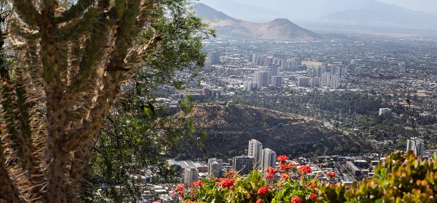 Panorama depuis la colline Cerro San Cristobal - Bellavista - Santiago - Chili