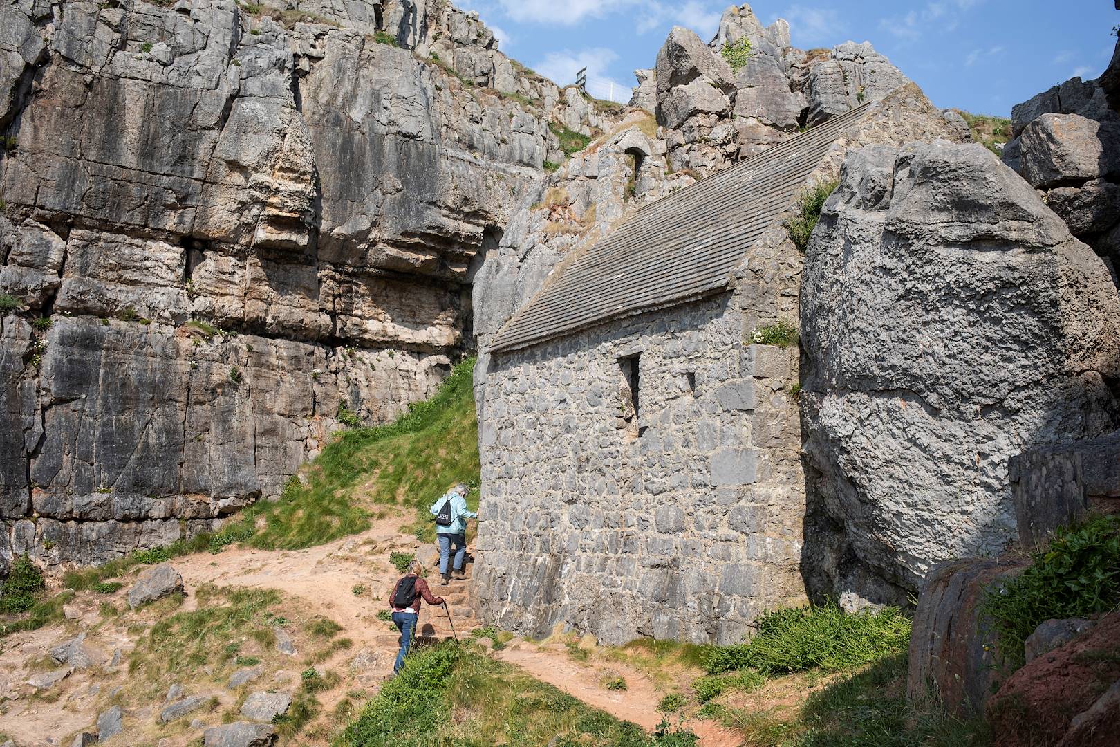 Parc national côtier du Pembrokeshire : chapelle de Saint Govan - Pays de Galles - Royaume-Uni