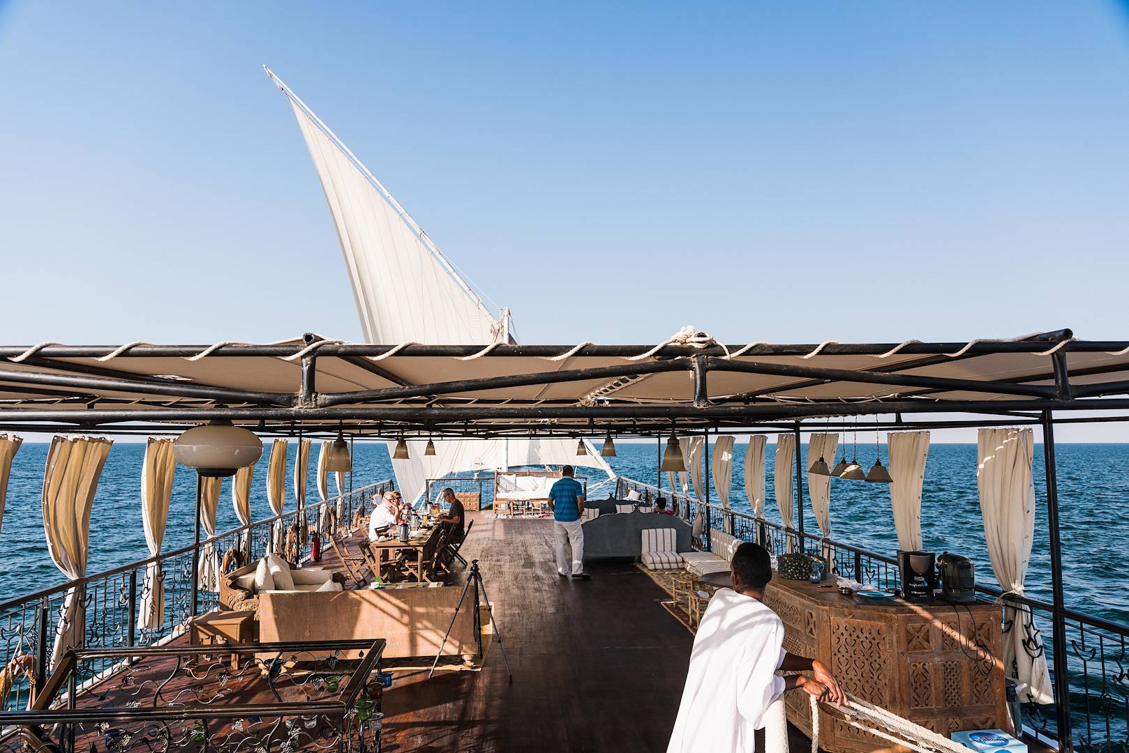 Sur le pont principal de la Flâneuse du Nil - Égypte