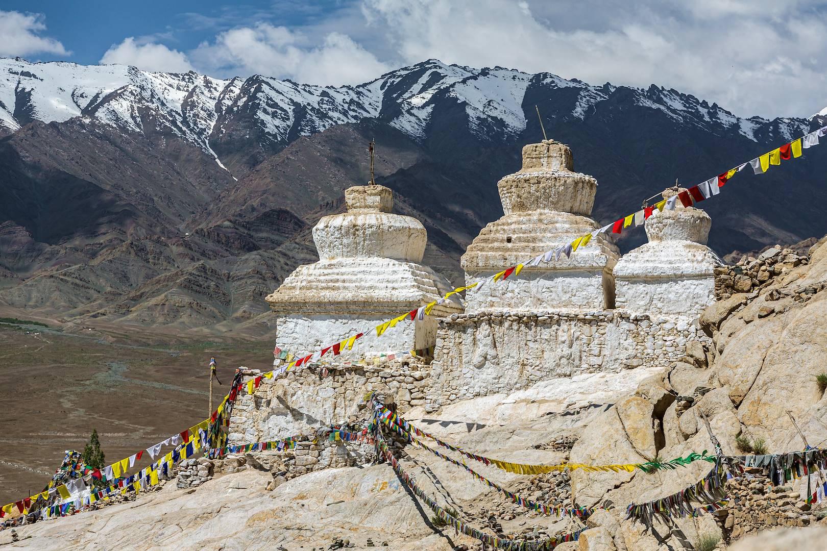 Stupas bouddhistes près du Monastère Shey - Leh - Inde