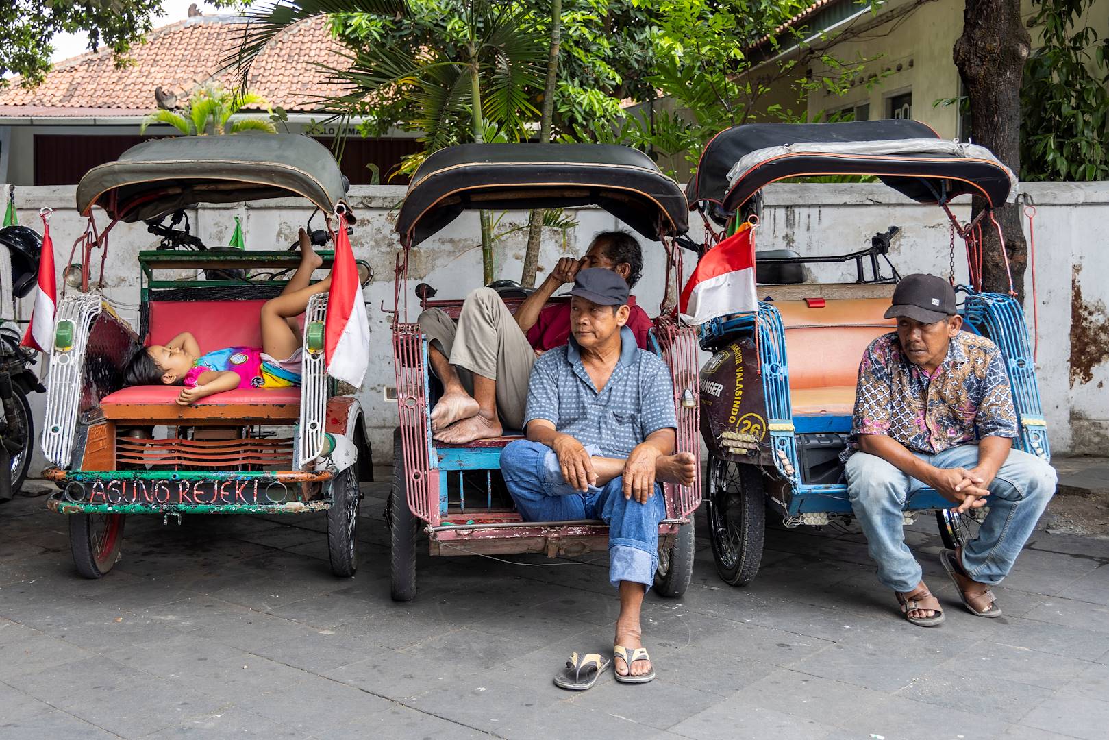 Becak, cyclo-pousse local - Yogyakarta - Île de Java - Indonésie