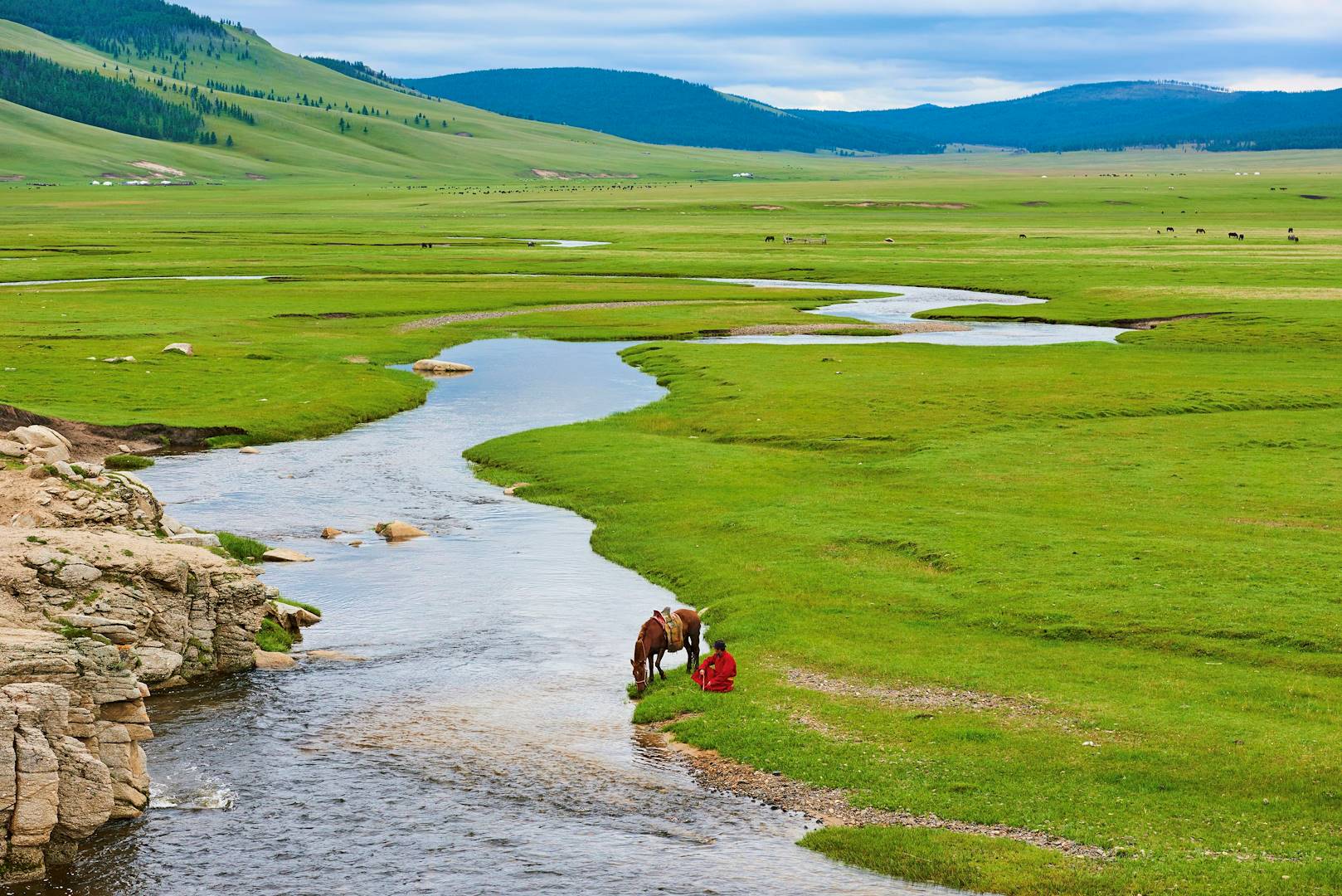 Cavalier mongol dans la province d'Arkhangai - Mongolie