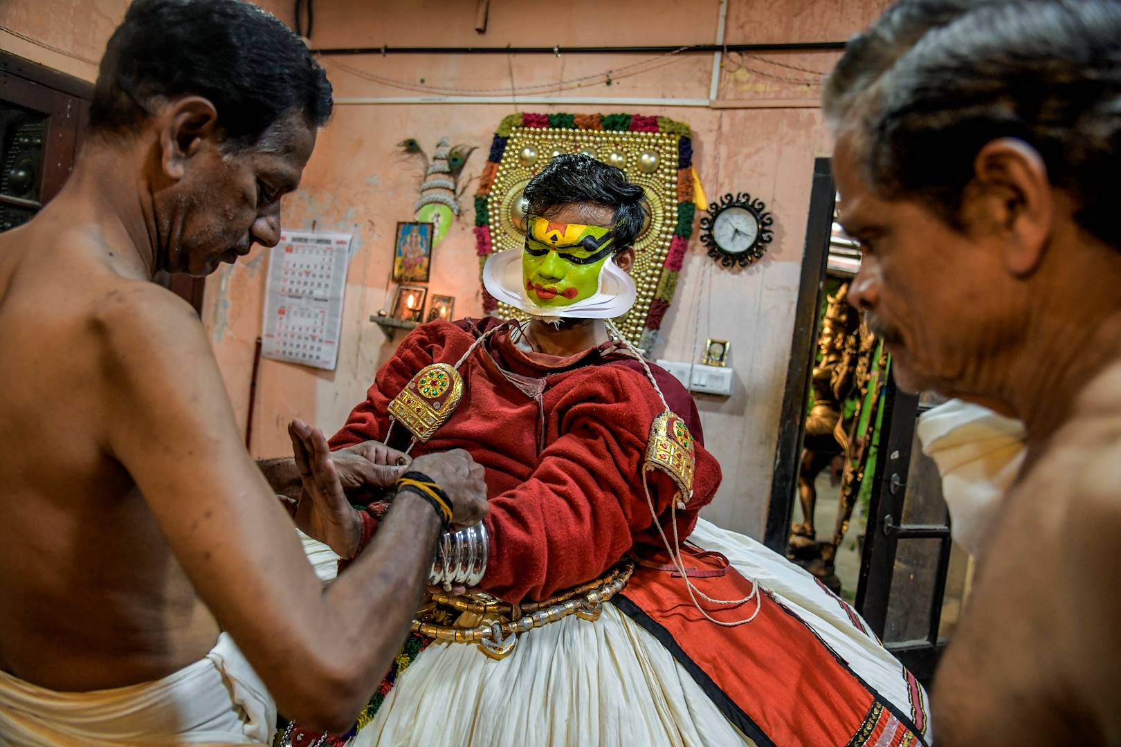 Spectacle de Kathakali : préparation des artistes - Cochin - Inde