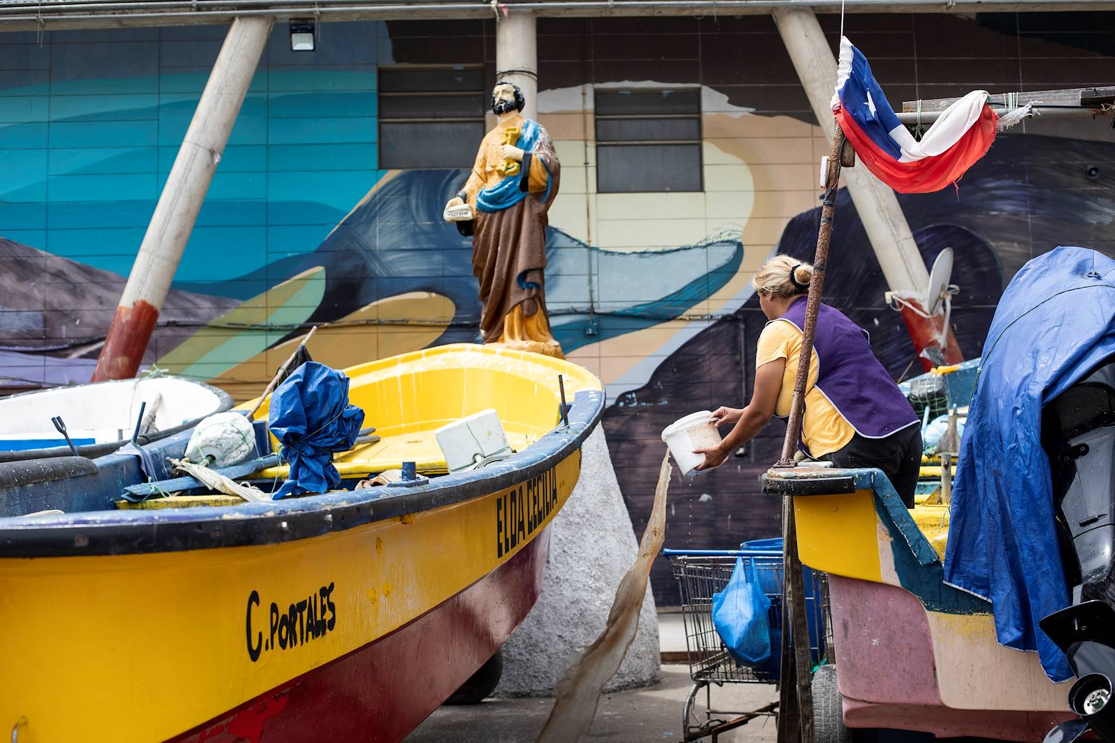 Scène de vie dans le port de Valparaiso - Chili