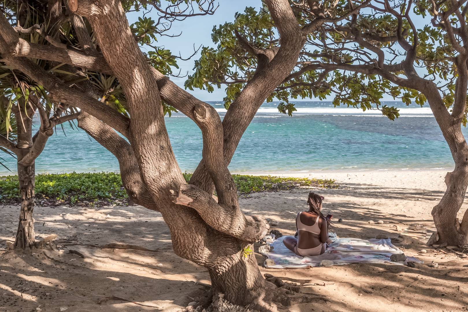 Scène de vie sur la plage de St Leu - La Réunion
