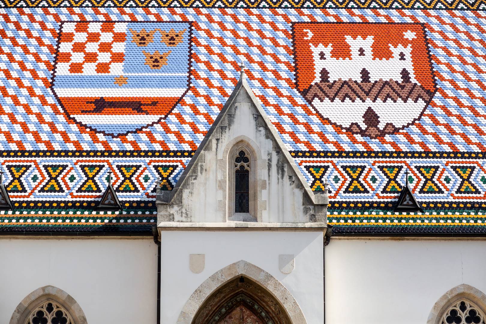Église Saint Marc de Zagreb : détail de sa toiture - Croatie