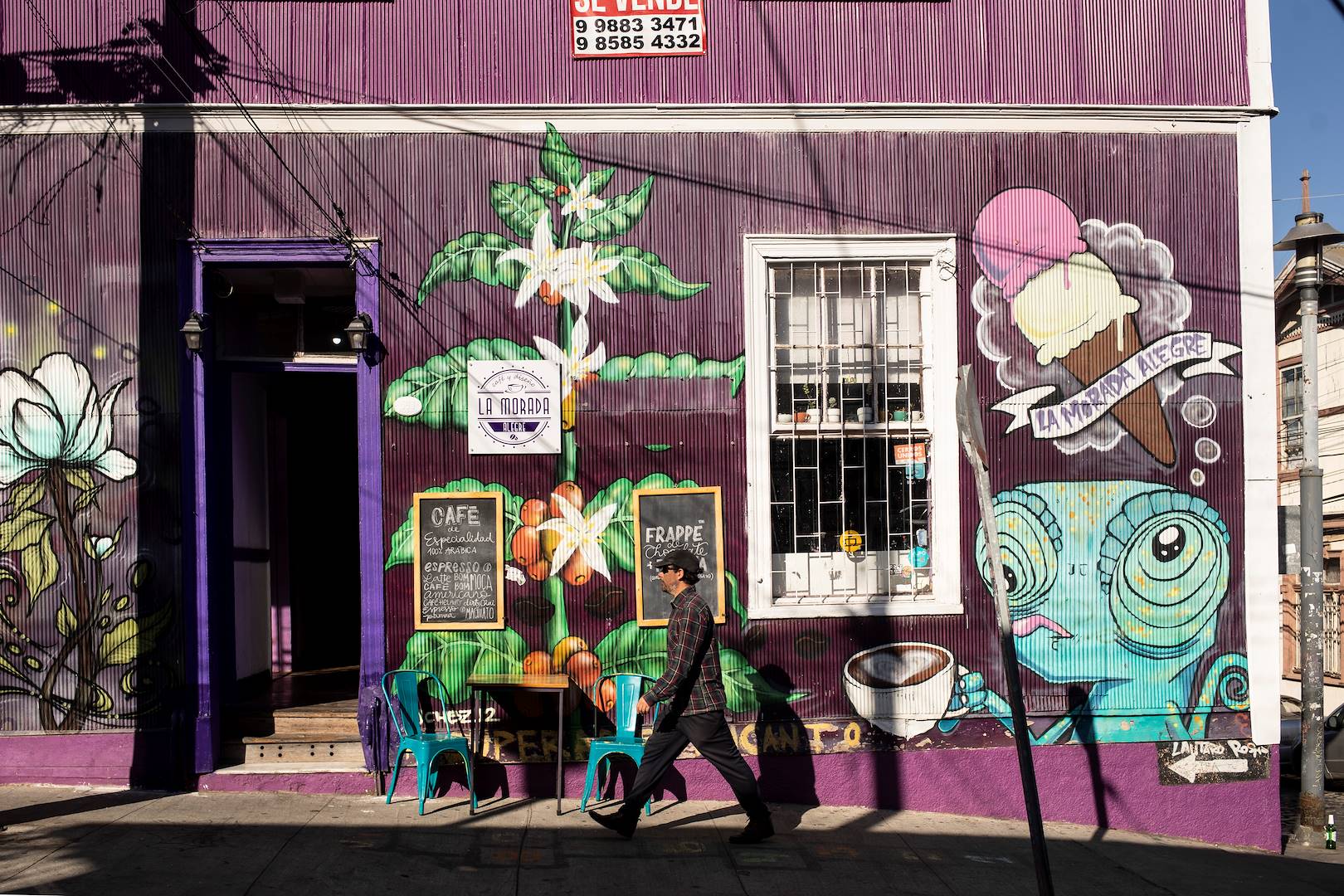 Coffee shop dans le quartier de Cerro Alegre - Valparaiso - Chili