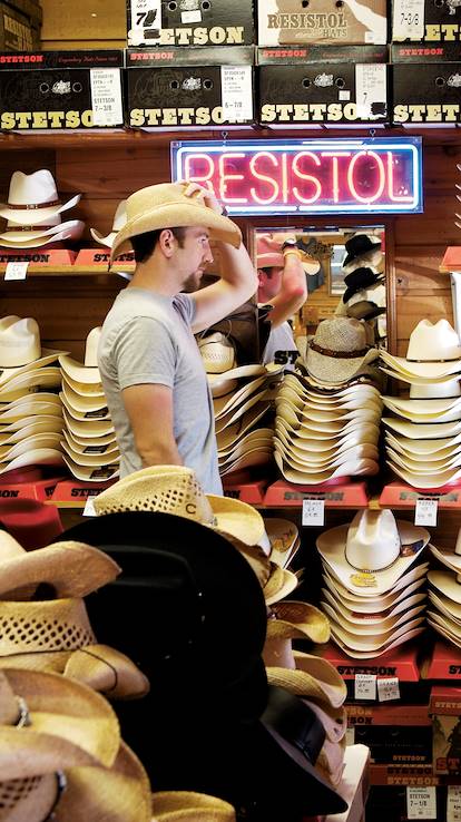 Magasin de chapeaux de cow-boy au Texas - Etats-Unis