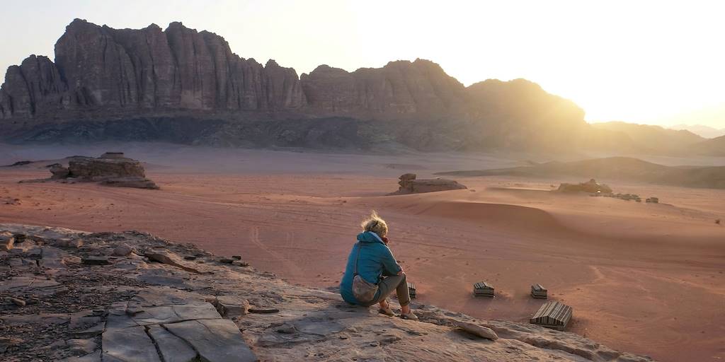 Coucher de soleil sur le désert de Wadi Rum - Jordanie
