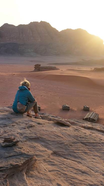 Coucher de soleil sur le désert de Wadi Rum - Jordanie
