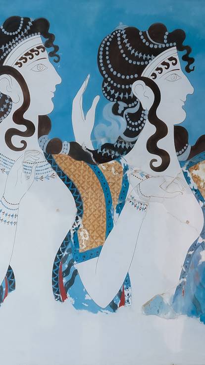 fresque des Dames en Bleu venant du site Minoen de Knossos - Crète -Grèce