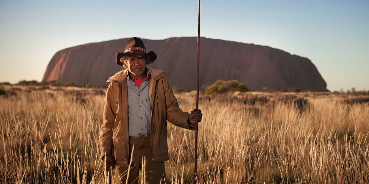 Portrait d'un aborigène à Ayers Rock - Centre Rouge - Australie