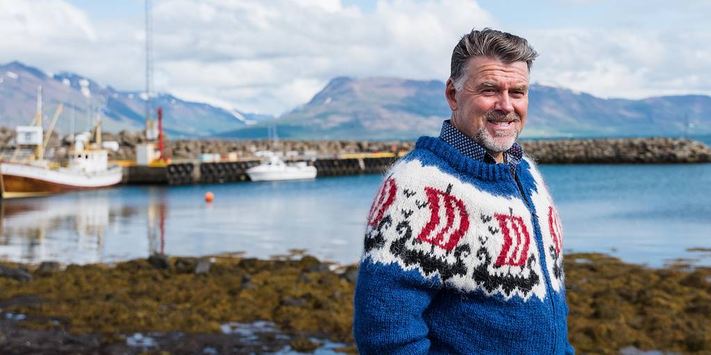 Portrait du propriétaire de Ektafiskur, restaurant et entreprise de production de poissons salés - Hauganes - Nord - Islande