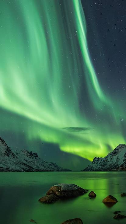 Aurore boréale dans la région de Tromsø - Norvège