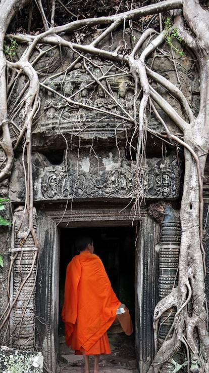 Moine à Angkor Wat au Cambodge