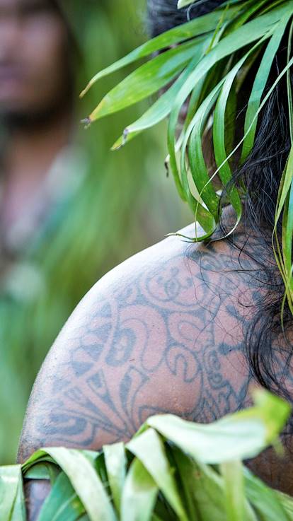 Détail d'un tatouage traditionnel - Polynésie Française