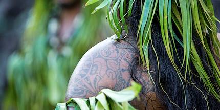 Détail d'un tatouage traditionnel - Polynésie Française
