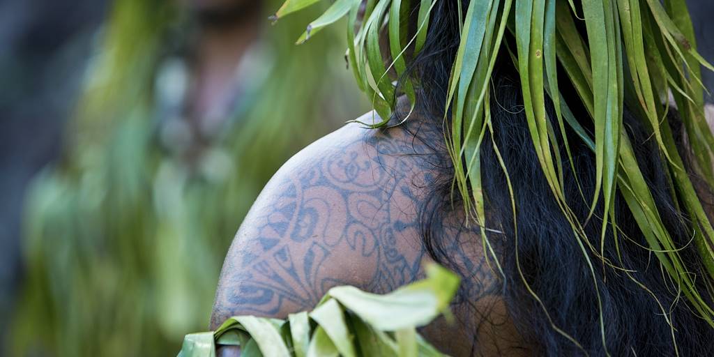 Détail d'un tatouage traditionnel - Polynésie Française