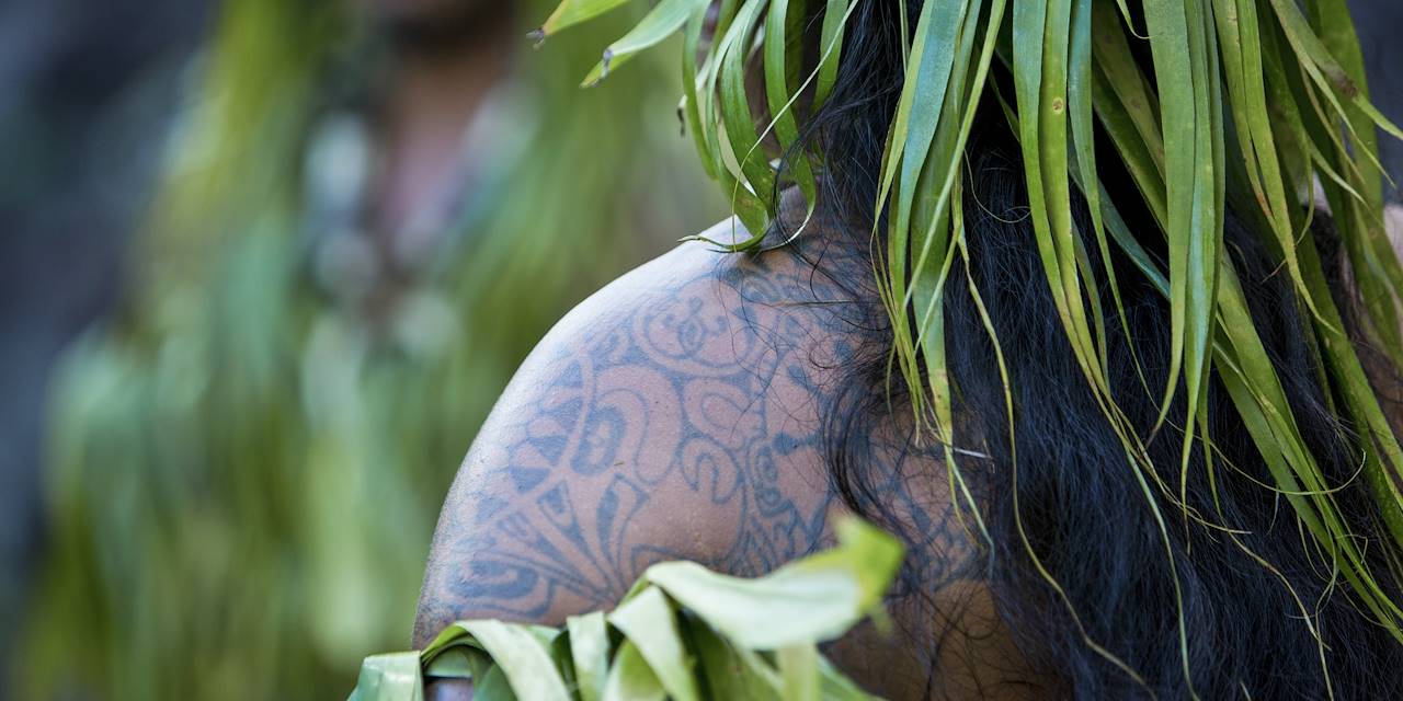 Détail d'un tatouage traditionnel - Polynésie Française