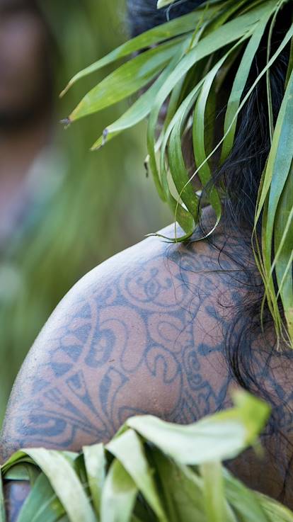 Détail d'un tatouage traditionnel - Polynésie Française