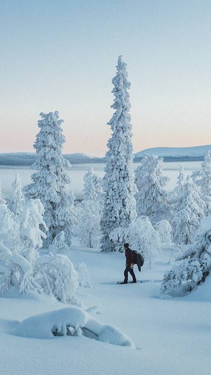 Randonnée en raquettes à proximité du lac Ylläsjärvi - Laponie - Finlande
