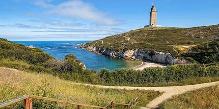 Tour d'Hercule et la plage Lapas - La Corogne - Galice - Espagne